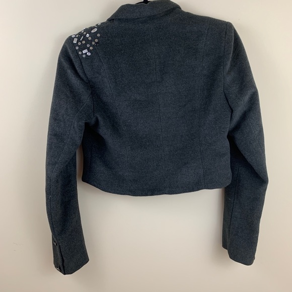Forever 21 bedazzled gray cropped lined blazer - Picture 2 of 9